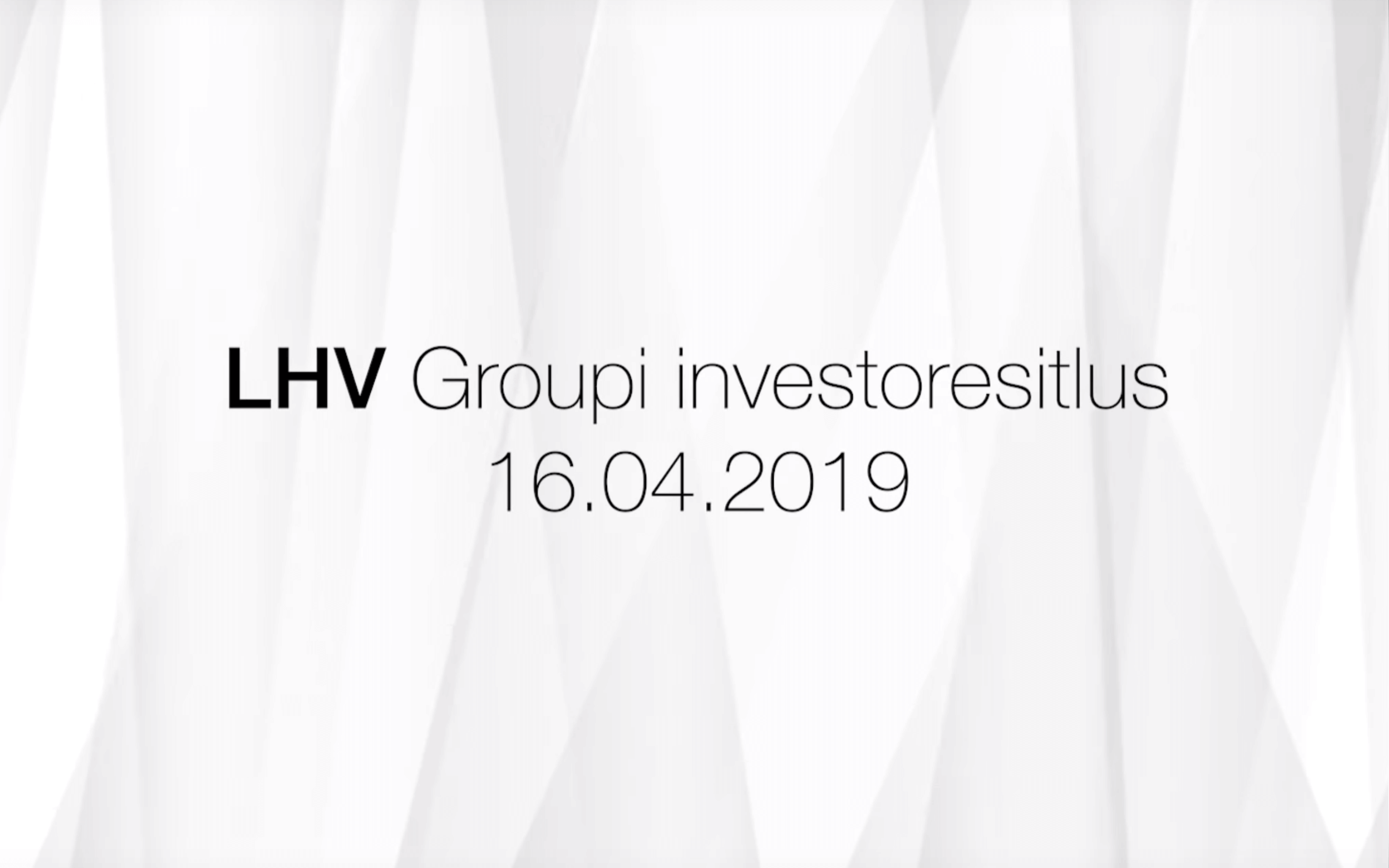 Investor Presentation 16.04.2019